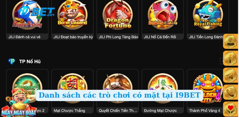 Danh sách các trò chơi có mặt tại I9BET
